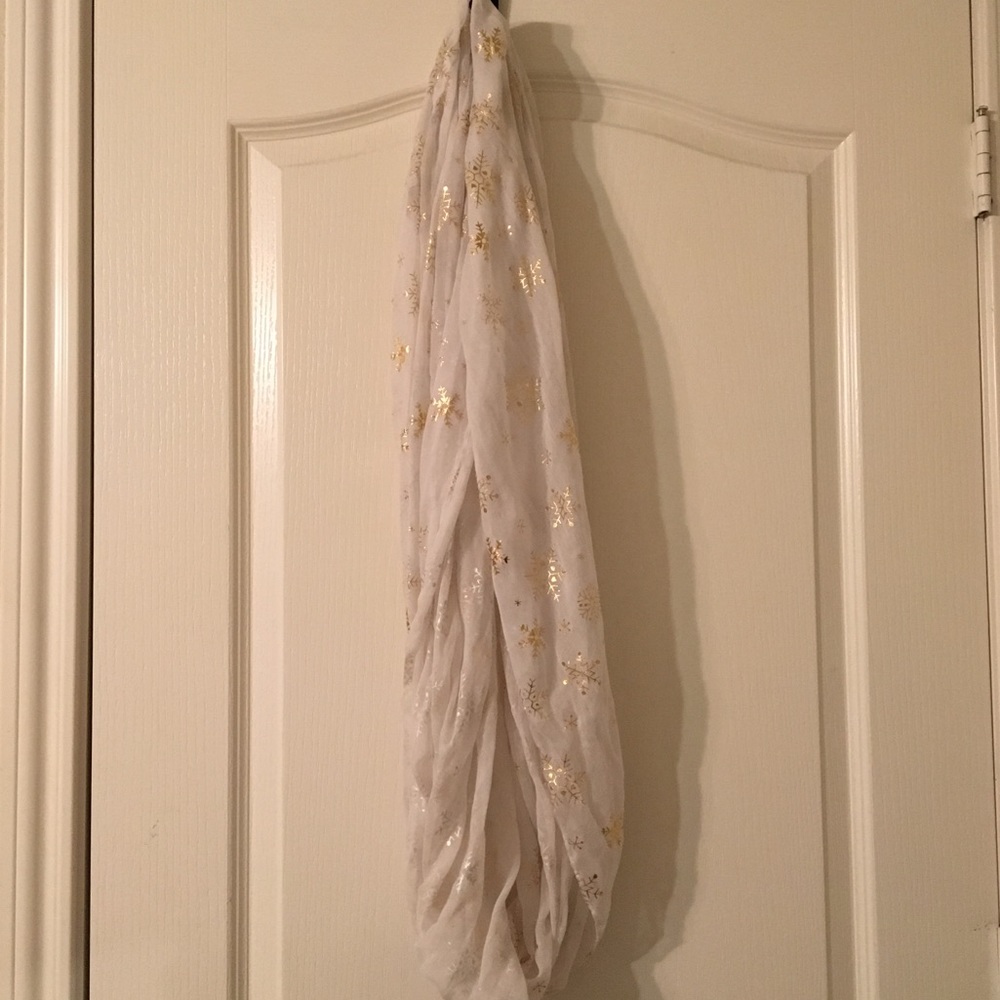 Gold Snowflake Infinity Scarf